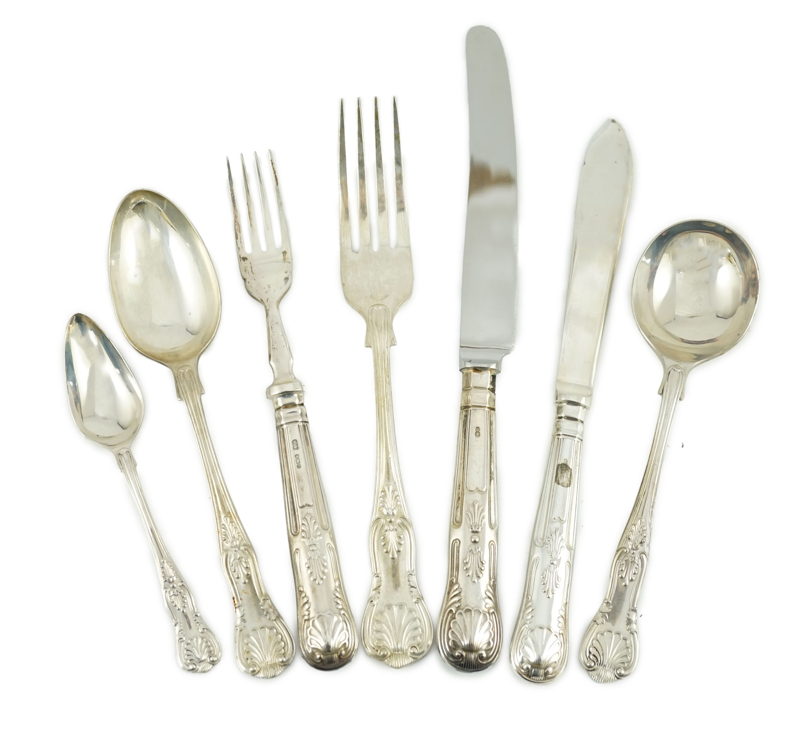 An Elizabeth II modern canteen of silver Kings pattern cutlery for twelve, by William Yates Ltd